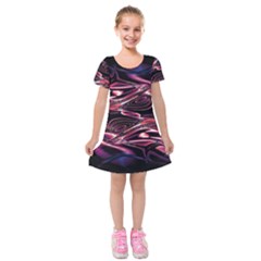 Abstract Art Swirls Kids  Short Sleeve Velvet Dress by SpinnyChairDesigns