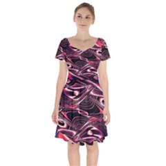 Abstract Art Swirls Short Sleeve Bardot Dress by SpinnyChairDesigns