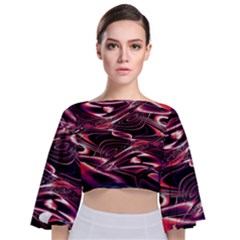Abstract Art Swirls Tie Back Butterfly Sleeve Chiffon Top by SpinnyChairDesigns