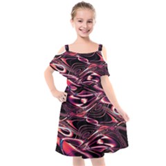 Abstract Art Swirls Kids  Cut Out Shoulders Chiffon Dress by SpinnyChairDesigns