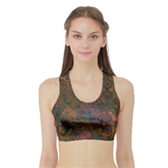 Boho Floral Pattern Sports Bra With Border by SpinnyChairDesigns