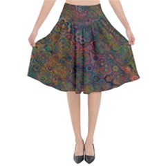 Boho Floral Pattern Flared Midi Skirt by SpinnyChairDesigns