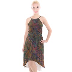 Boho Floral Pattern High-low Halter Chiffon Dress  by SpinnyChairDesigns