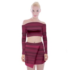 Dark Rose Pink Ombre  Off Shoulder Top with Mini Skirt Set