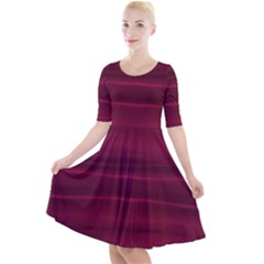 Dark Rose Pink Ombre  Quarter Sleeve A-Line Dress