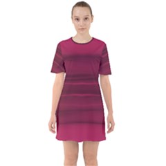 Dark Rose Pink Ombre  Sixties Short Sleeve Mini Dress