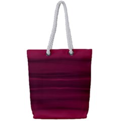 Dark Rose Pink Ombre  Full Print Rope Handle Tote (small) by SpinnyChairDesigns