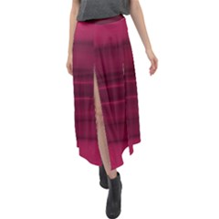 Dark Rose Pink Ombre  Velour Split Maxi Skirt
