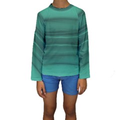 Biscay Green Ombre Kids  Long Sleeve Swimwear by SpinnyChairDesigns