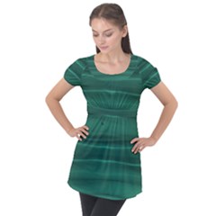 Biscay Green Ombre Puff Sleeve Tunic Top by SpinnyChairDesigns