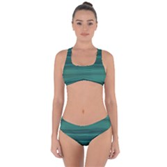 Biscay Green Ombre Criss Cross Bikini Set by SpinnyChairDesigns