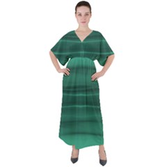 Biscay Green Ombre V-neck Boho Style Maxi Dress by SpinnyChairDesigns