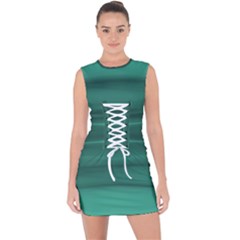 Biscay Green Ombre Lace Up Front Bodycon Dress by SpinnyChairDesigns