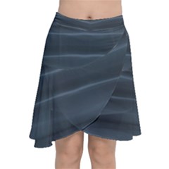 Faded Denim Blue Grey Ombre Chiffon Wrap Front Skirt by SpinnyChairDesigns