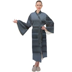 Faded Denim Blue Grey Ombre Maxi Velour Kimono by SpinnyChairDesigns