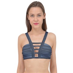 Faded Denim Blue Grey Ombre Cage Up Bikini Top by SpinnyChairDesigns