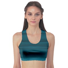 Teal Blue Ombre Sports Bra by SpinnyChairDesigns