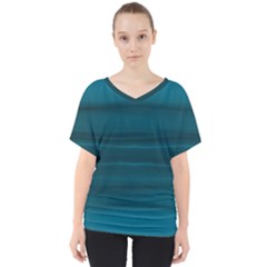 Teal Blue Ombre V-neck Dolman Drape Top by SpinnyChairDesigns