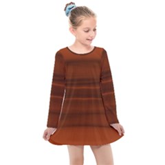 Cinnamon And Rust Ombre Kids  Long Sleeve Dress by SpinnyChairDesigns