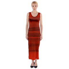 Scarlet Red Ombre Fitted Maxi Dress by SpinnyChairDesigns