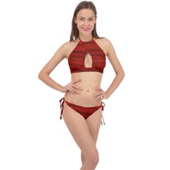 Scarlet Red Ombre Cross Front Halter Bikini Set by SpinnyChairDesigns