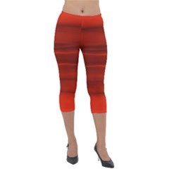 Scarlet Red Ombre Lightweight Velour Capri Leggings  by SpinnyChairDesigns