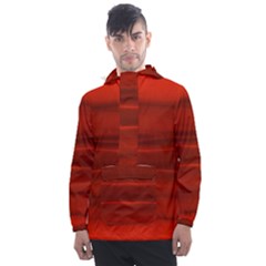 Scarlet Red Ombre Men s Front Pocket Pullover Windbreaker by SpinnyChairDesigns