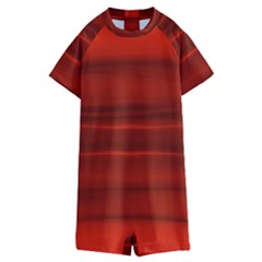 Scarlet Red Ombre Kids  Boyleg Half Suit Swimwear by SpinnyChairDesigns