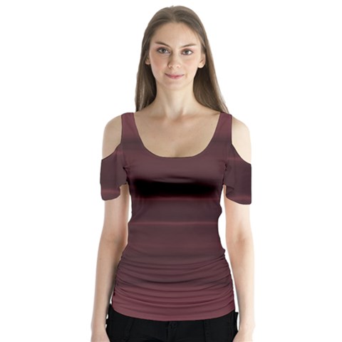 Burgundy Wine Ombre Butterfly Sleeve Cutout Tee  by SpinnyChairDesigns