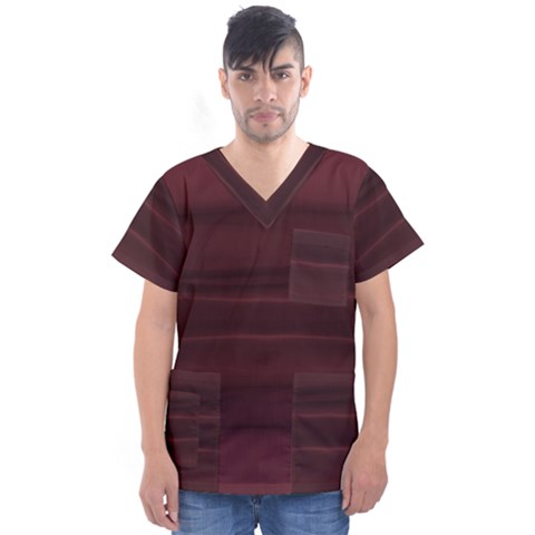 Burgundy Wine Ombre Men s V-neck Scrub Top by SpinnyChairDesigns