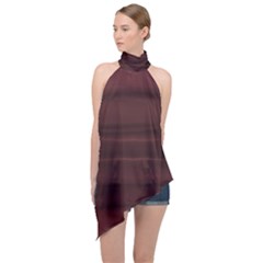 Burgundy Wine Ombre Halter Asymmetric Satin Top by SpinnyChairDesigns