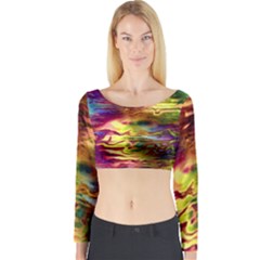 Electric Tie Dye Colors Long Sleeve Crop Top by SpinnyChairDesigns