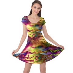 Electric Tie Dye Colors Cap Sleeve Dress by SpinnyChairDesigns