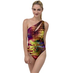 Electric Tie Dye Colors To One Side Swimsuit by SpinnyChairDesigns