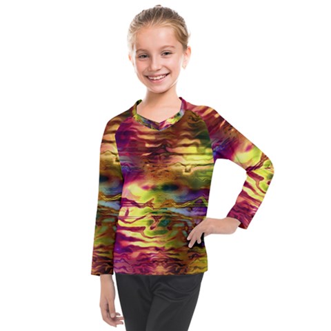 Electric Tie Dye Colors Kids  Long Mesh Tee by SpinnyChairDesigns