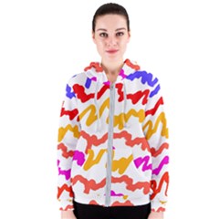 Multicolored Scribble Abstract Pattern Women s Zipper Hoodie by dflcprintsclothing