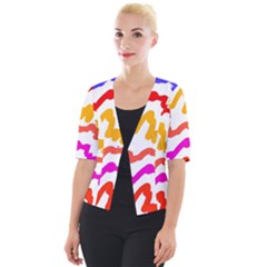 Multicolored Scribble Abstract Pattern Cropped Button Cardigan by dflcprintsclothing