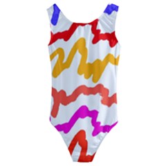 Multicolored Scribble Abstract Pattern Kids  Cut-out Back One Piece Swimsuit by dflcprintsclothing