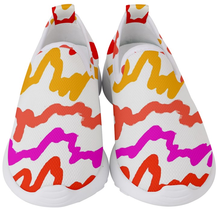 Multicolored Scribble Abstract Pattern Kids  Slip On Sneakers