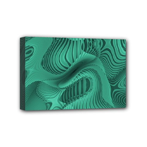 Biscay Green Swirls Mini Canvas 6  X 4  (stretched) by SpinnyChairDesigns