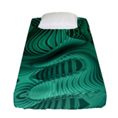 Biscay Green Swirls Fitted Sheet (single Size) by SpinnyChairDesigns