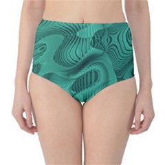 Biscay Green Swirls Classic High-waist Bikini Bottoms by SpinnyChairDesigns