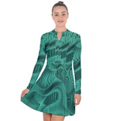Biscay Green Swirls Long Sleeve Panel Dress by SpinnyChairDesigns