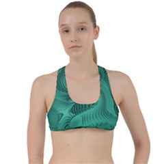 Biscay Green Swirls Criss Cross Racerback Sports Bra by SpinnyChairDesigns