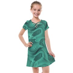 Biscay Green Swirls Kids  Cross Web Dress