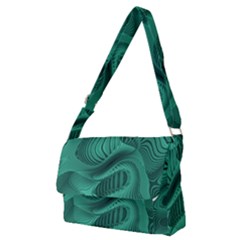 Biscay Green Swirls Full Print Messenger Bag (m) by SpinnyChairDesigns