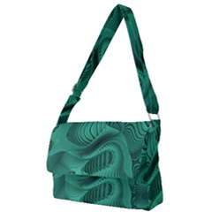 Biscay Green Swirls Full Print Messenger Bag (l) by SpinnyChairDesigns