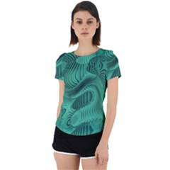 Biscay Green Swirls Back Cut Out Sport Tee by SpinnyChairDesigns