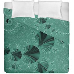 Biscay Green Black Spirals Duvet Cover Double Side (king Size) by SpinnyChairDesigns