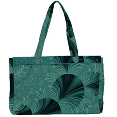 Biscay Green Black Spirals Canvas Work Bag by SpinnyChairDesigns